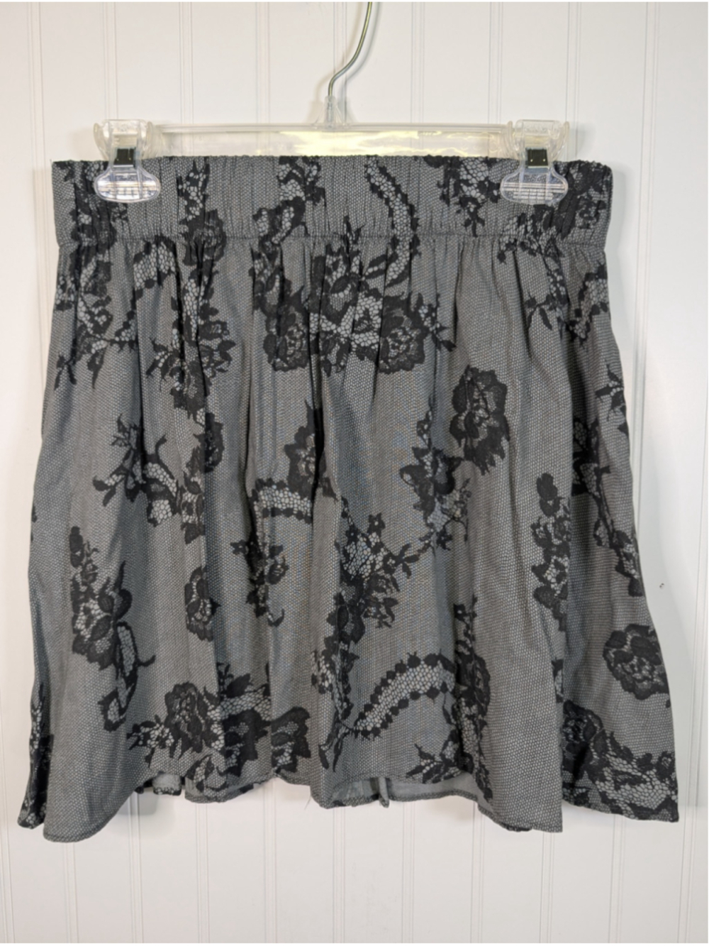 Vintage Y2K Victoria Secret PINK Lace Print Mini Skirt Gray Black Large L